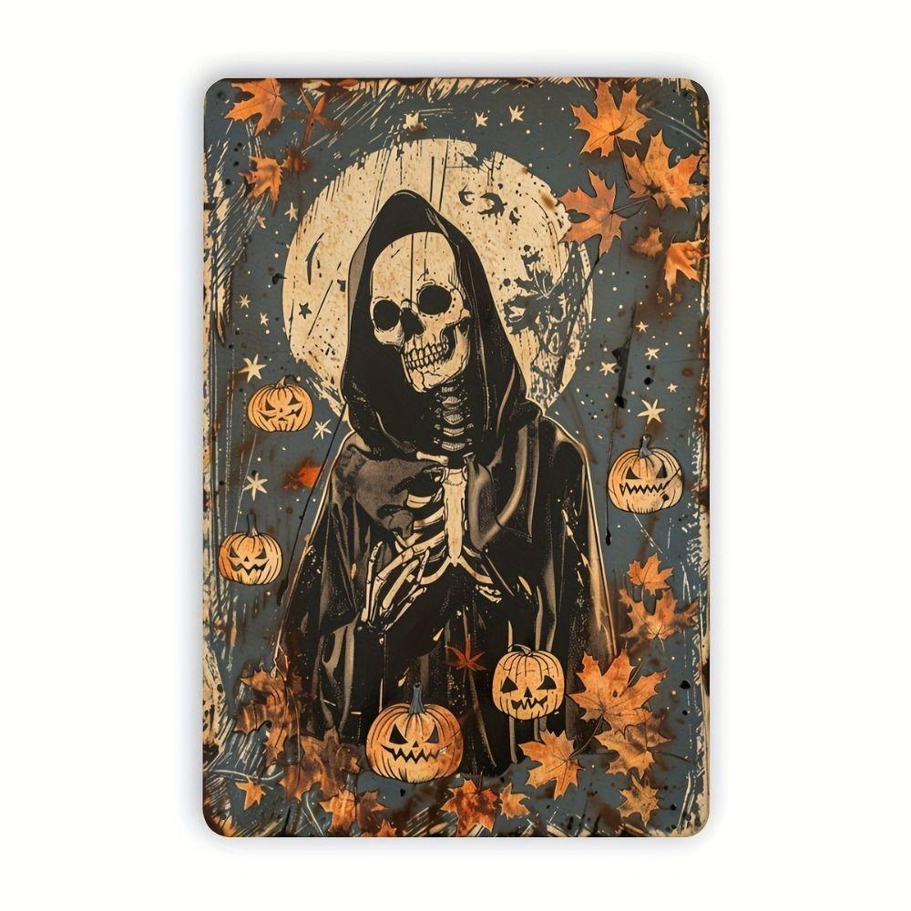 Witch Cat Forest Halloween Sign Metal Tin Sign 20x30 cm Wall Decor