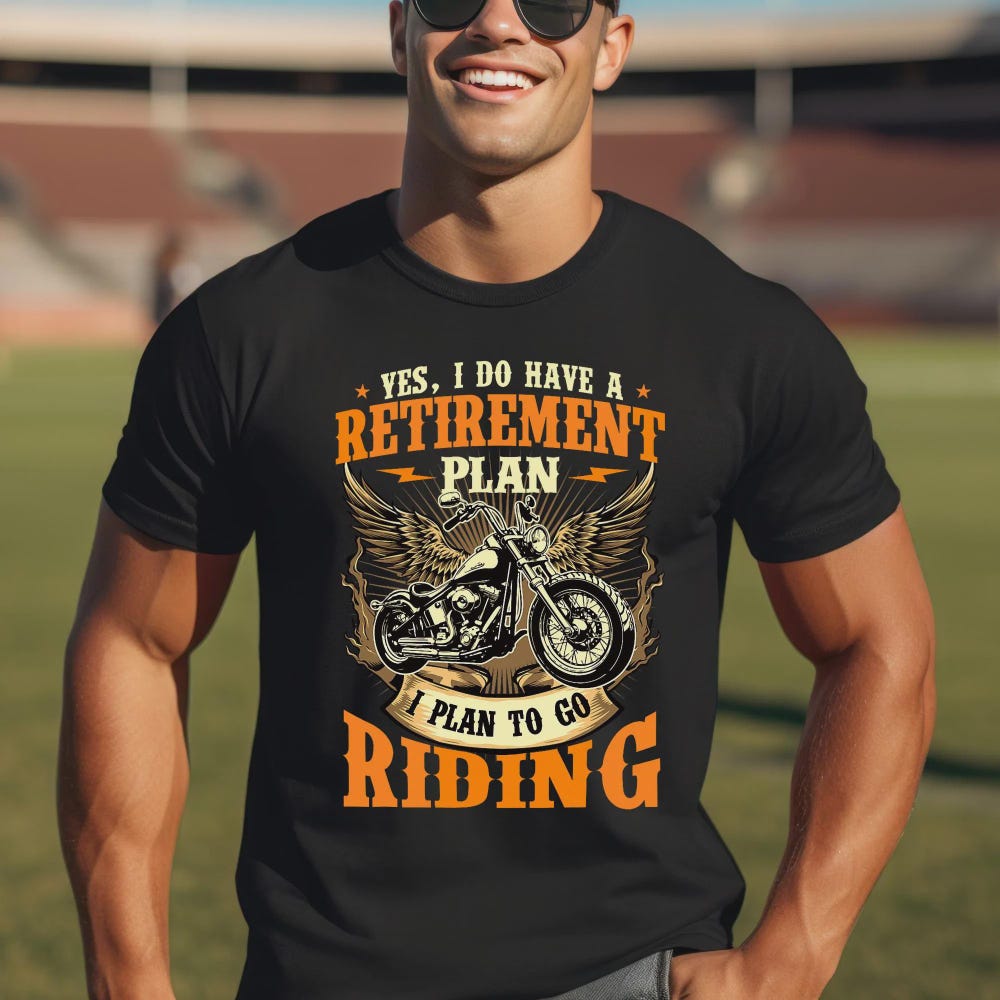 Retirement Plan Biker Motorcycle T-Shirt | Vintage Ride Tee M