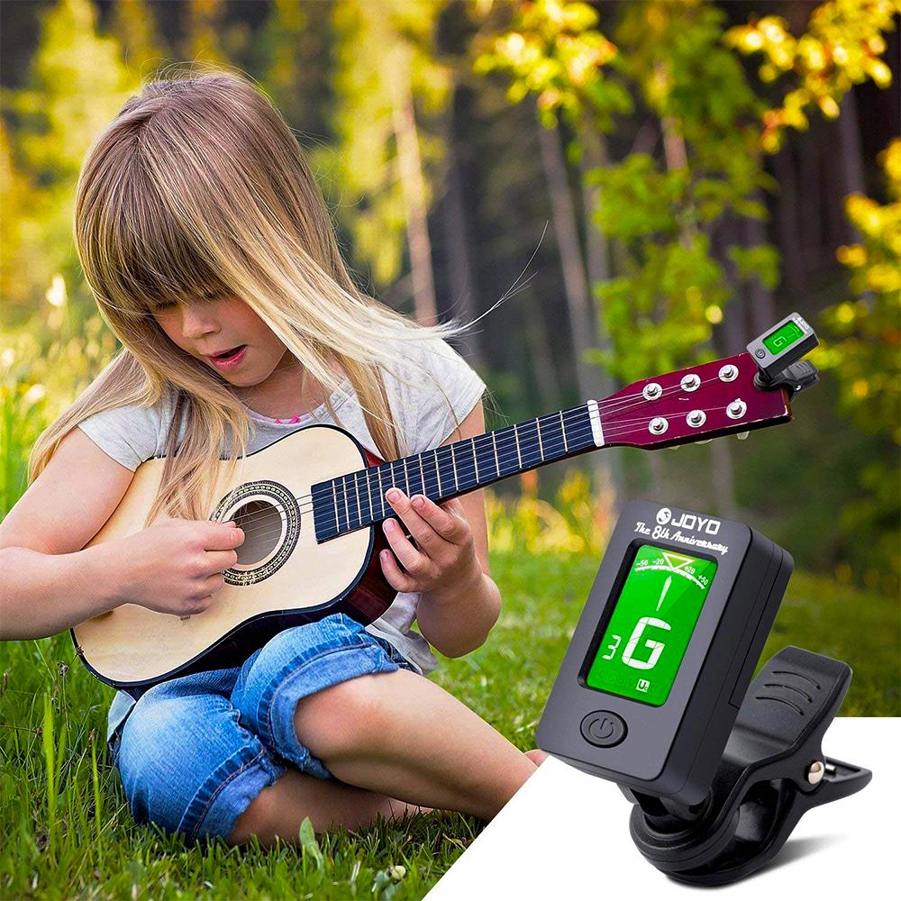 JOYO Guitar Tuner JT-01 360 Degree Rotatable Rechargeable Digital LCD Screen Clip-on Tuner for Guitar Bass Violin Ukulele Parts