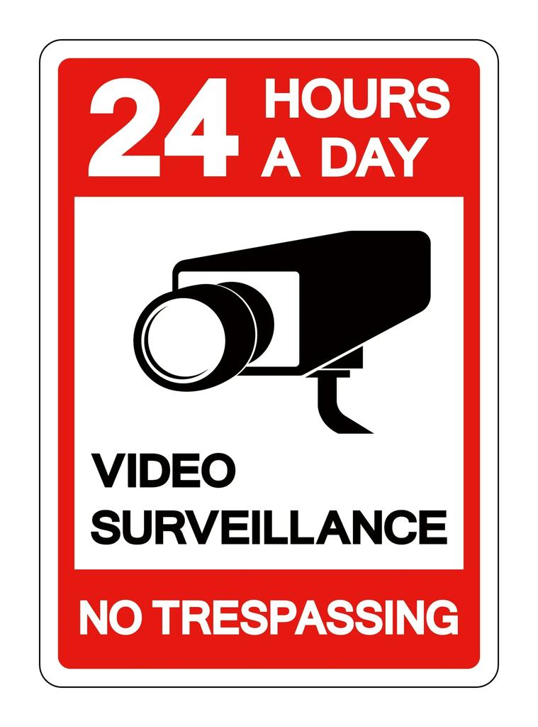 Hisun Tin Sign Vintage Assorted CCTV Video Surveillance Warning Tin Sign Set Retro Security Camera Biological Hazard Metal Wall Art Rust