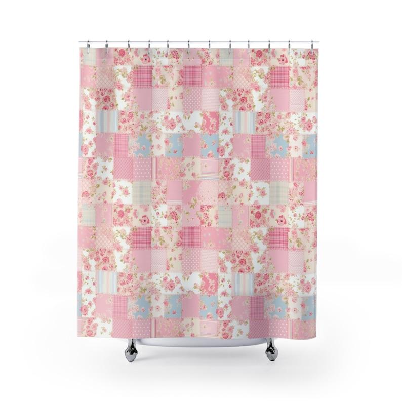 

Custom Shower Curtain, Coquette Home Decor, Patchwork Shower Curtain, Girl Nursery Curtain W60H190(CM)-1 Pcs