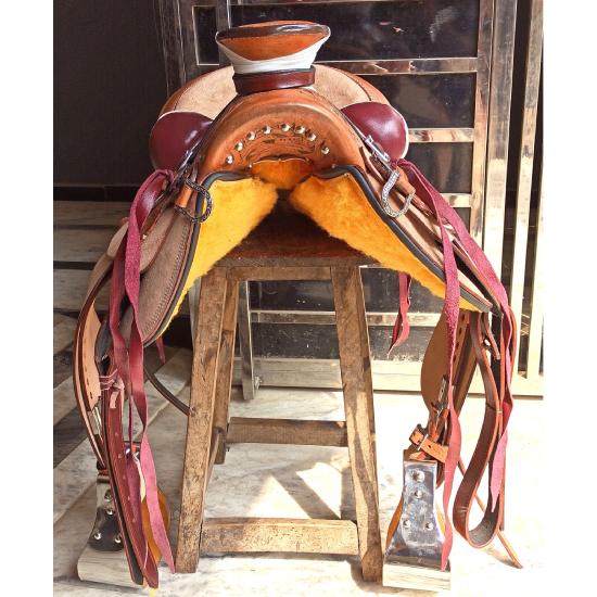 Rough Out Western Leather A Fork Wade Tree Roping Ranch Saddle