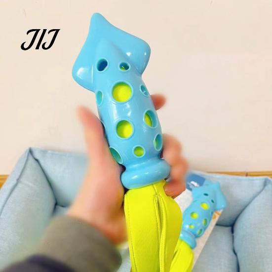 Durable Dog Chew Toys Octopus Squid Toy, Interactive Tug Squeaky Pet Molar Toy with Washable Squeak for Pets Fabric Strips, Waterproof Dogs,