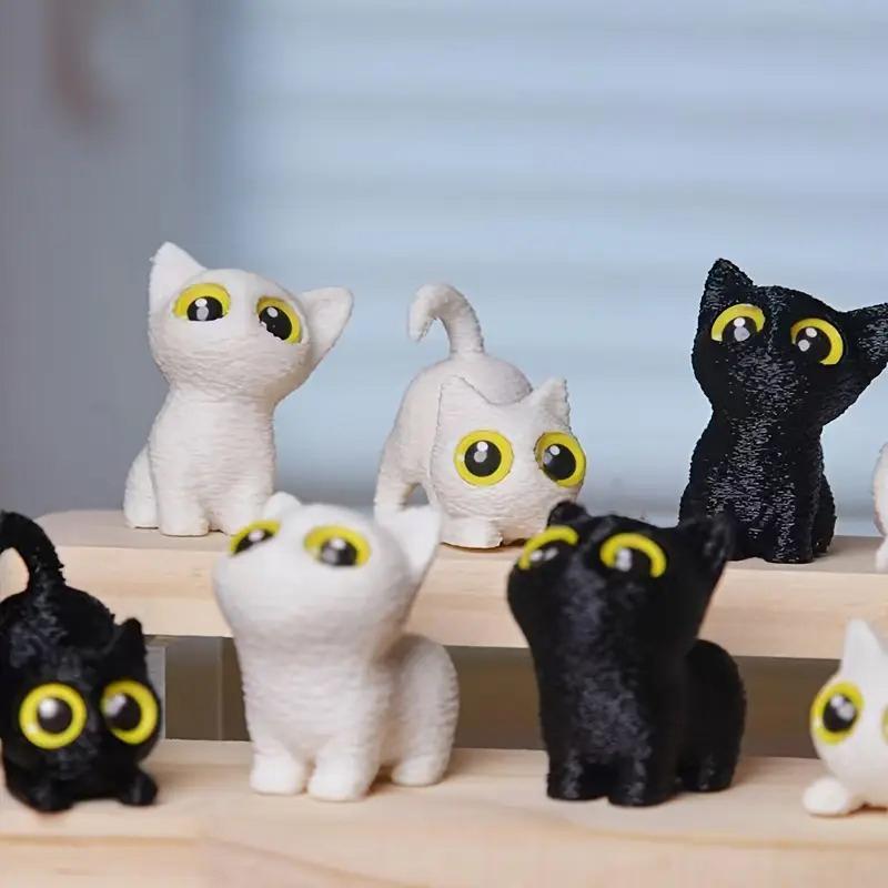 3D Printed Big-Eyed Cat Ornaments Mini Statues Miniature Cute Kitten Micro Landscape Crafts Small Ornaments Desktop Decoration
