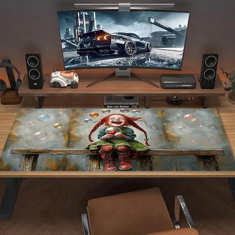 Pippi Longstocking Large Size Mouse Pad Large Gaming Table Cushion Non-slip Laptop Tablet Big Mousepad XXL Mat Mini PC Playmat With Lock edge