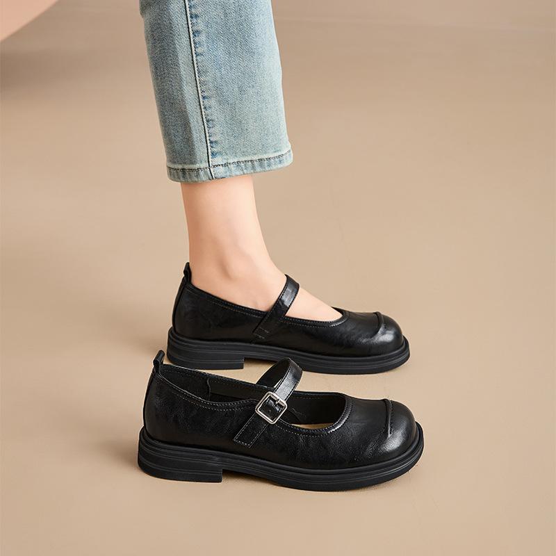 Leather Women's Women's Buckle Flat Casual Shoes Women's Mary Jane Women's Shoes Single Shoes Women's