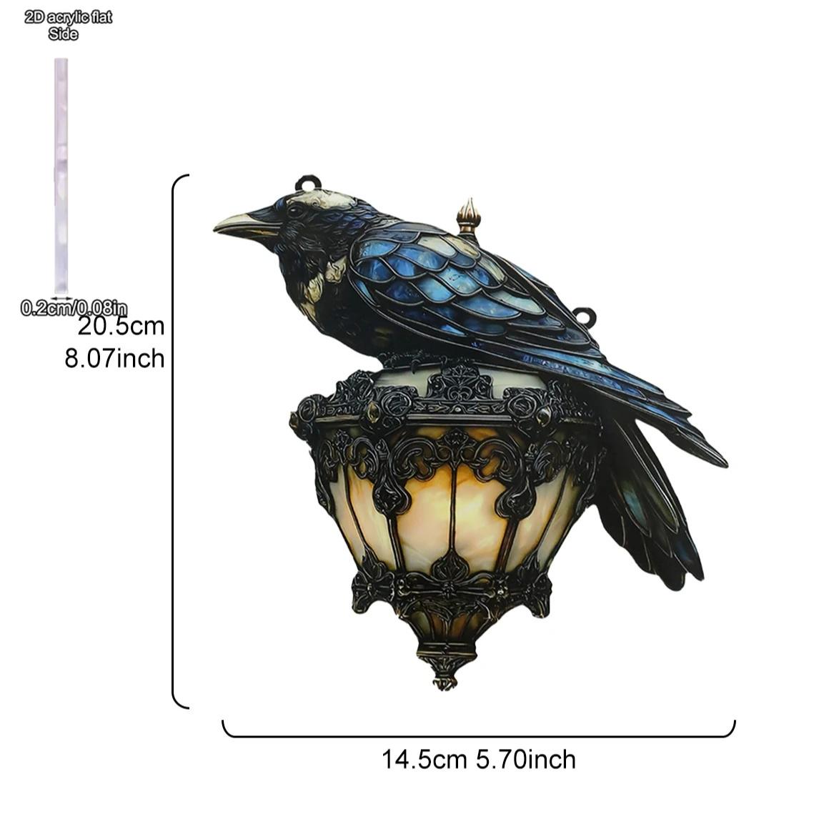 

1pc Acrylic Raven & Lantern Hanging Decor Halloween Themed Bird Shape Window Ornaments Art Wall & Window Pendant, Four Seasons Decoration B