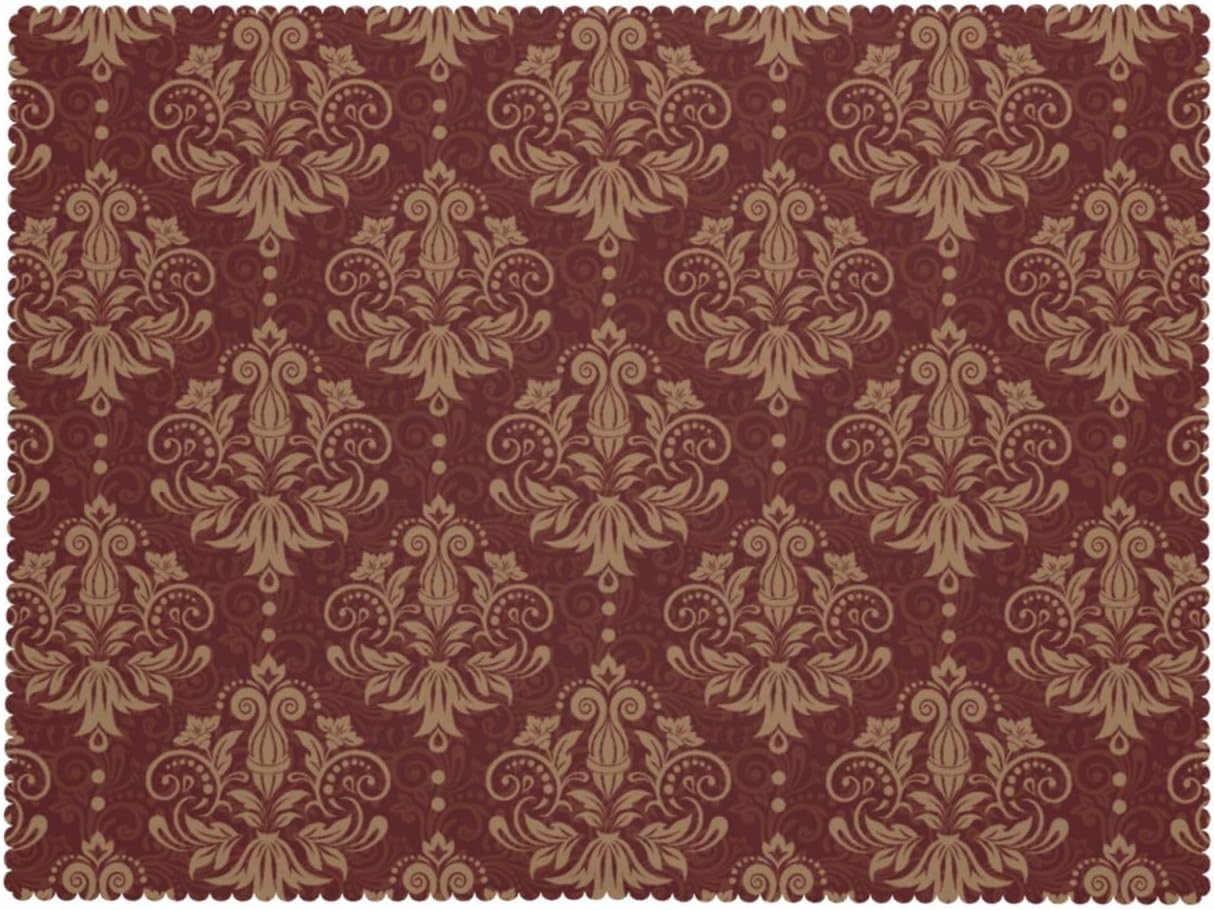 Rood Damast Tafelkleed Vintage Klassiek Luxe Donkerrood Gouden Bloemen Tafelhoes Keukendecoratie 140x140cm