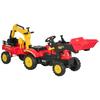 Pedal Tractor with Trailer, Front Loader, Adjustable Bucket, Tractor Pedal Vehicle for Children from 3 Years Red