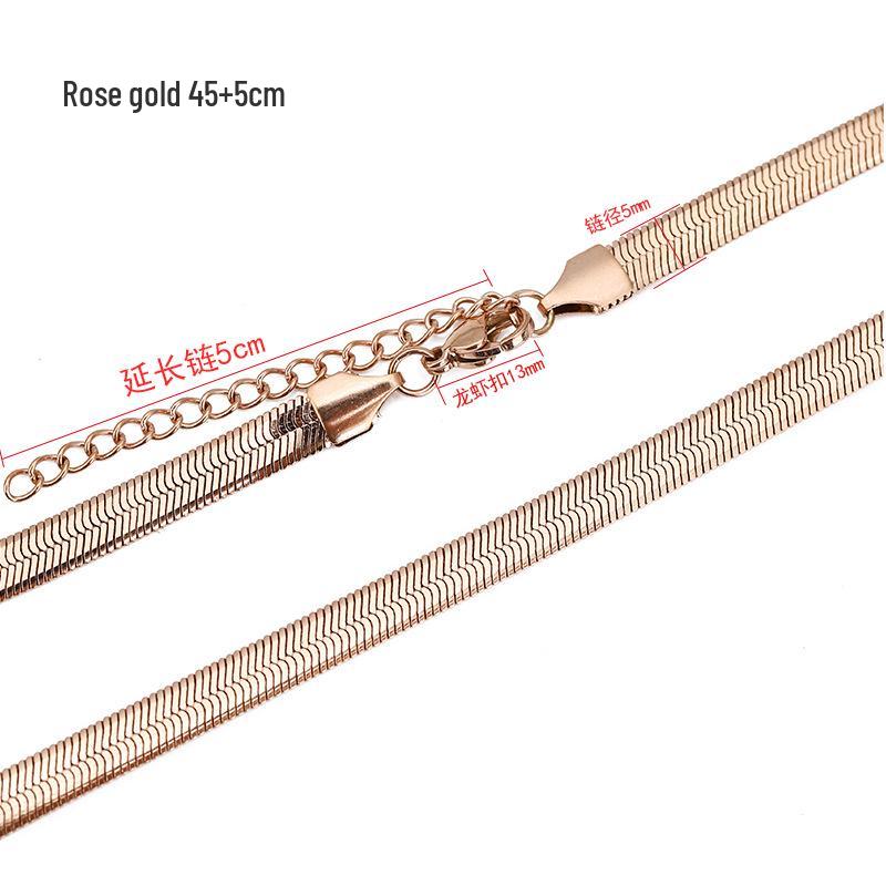 18K Gold Nordic-Style Titanium Snake Bone Chain Necklace for Women