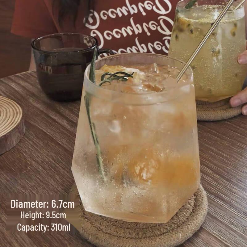Ins-style Hexagonal Glass Beverage Cup
