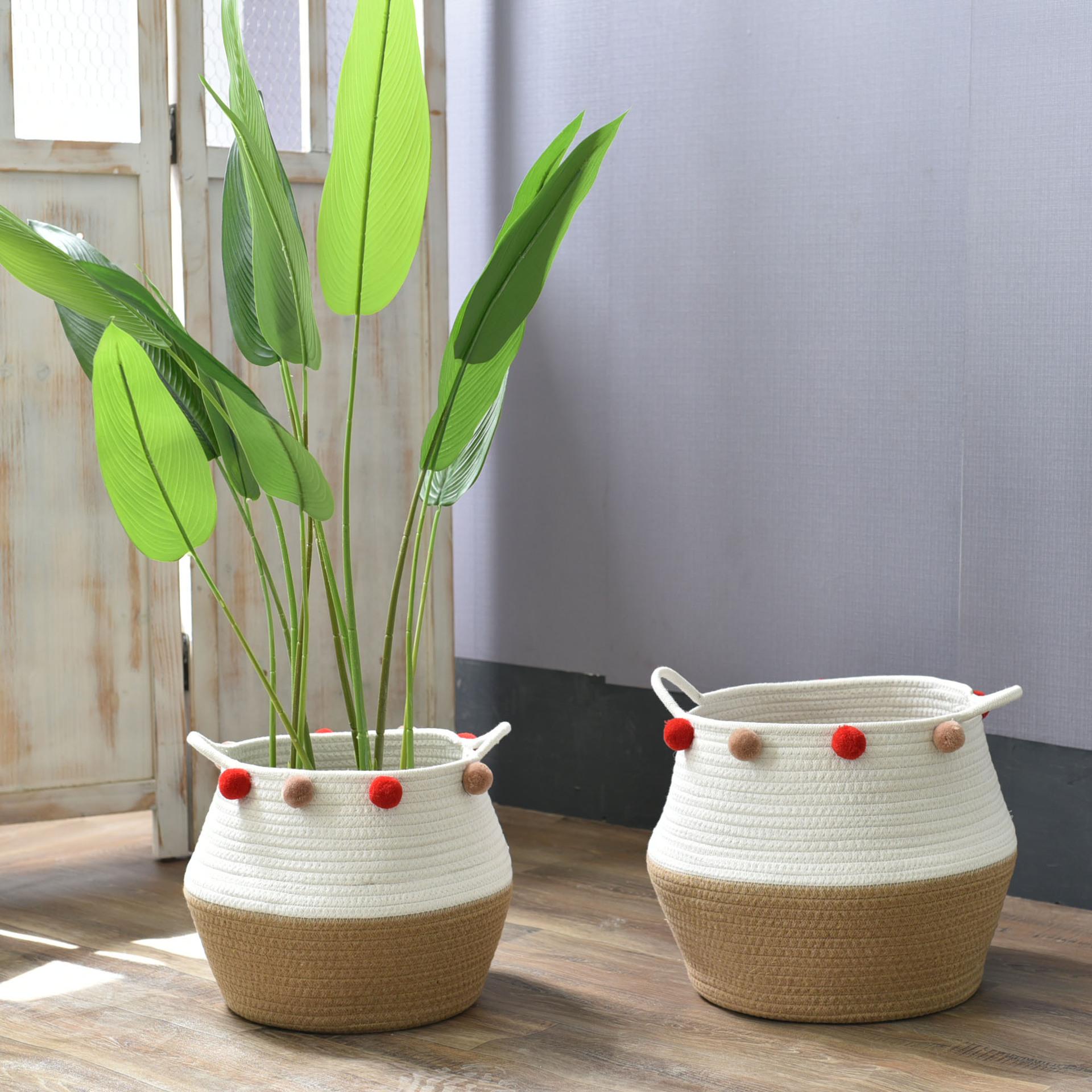 

Корзина для хранения Корзина для хранения Плетеная из соломы Плетеная из бамбука Корзина для журналов Корзина для грязного белья Плетение Отделка Коробка для хранения 27-20-18cm