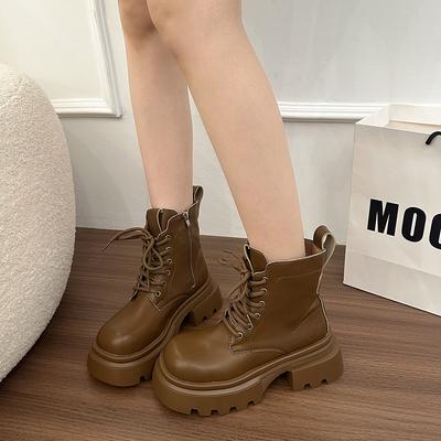 Retro Martin Boots Women's 2025 New Autumn and Winter Trend Handsome and Versatile Small Man Thick-soled British Style Short Boots Women