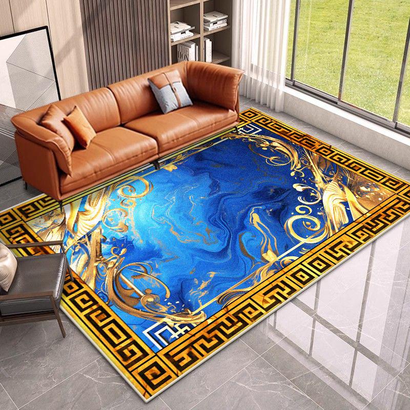Luxury Golden Border Large Living Room Carpet Non-slip Soft Bedroom Decoration Rug Big Size Foldable Sofa Table Mat Easy Clean