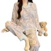New Chinese Elegant Floral Pajamas Women'S Autumn Cloud Cotton Long-Sleeved High-End Loungewear Two-Piece Set