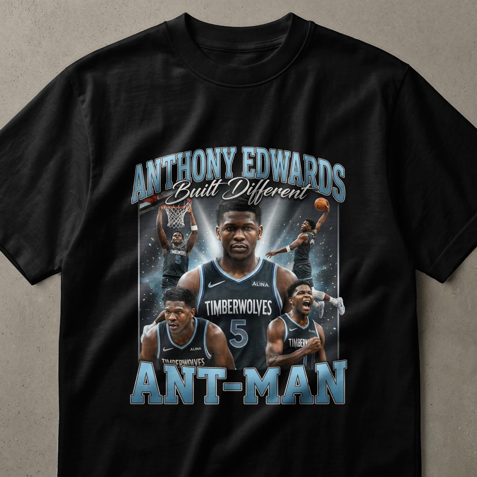 Anthony Edwards Built Different T-Shirt | Ant-Man Basketball Fan Apparel | Player Graphic Tee for Sports Lovers 3XL