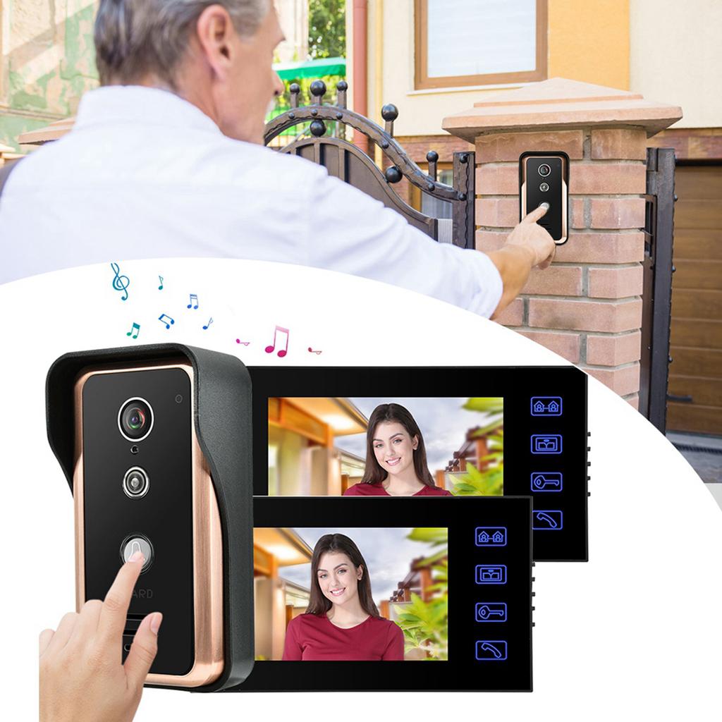 2 Monitor RFID IR Camera 7in Wired Video Intercom with Electric Control Lock