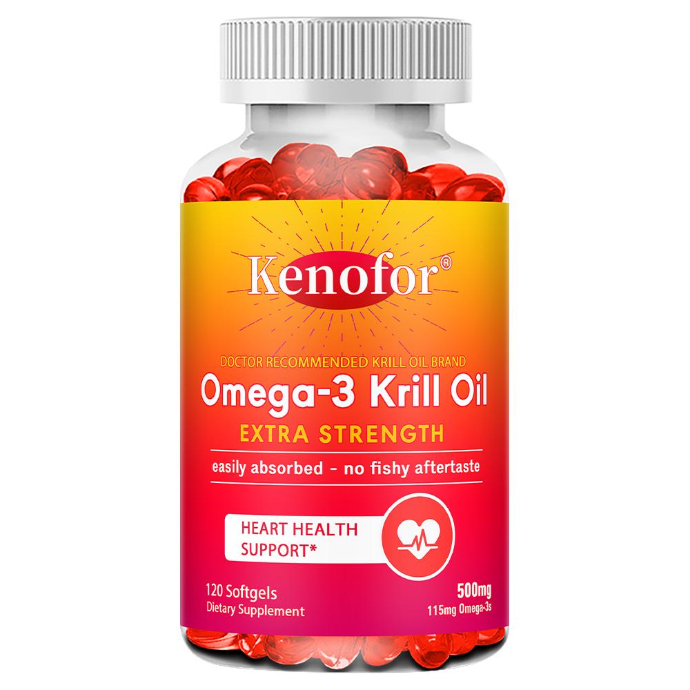 Extra Strength Omega-3 Krill Oil 5000mg Premium Heart Health Support, 120 Dietary Supplement Softgels 120PCS
