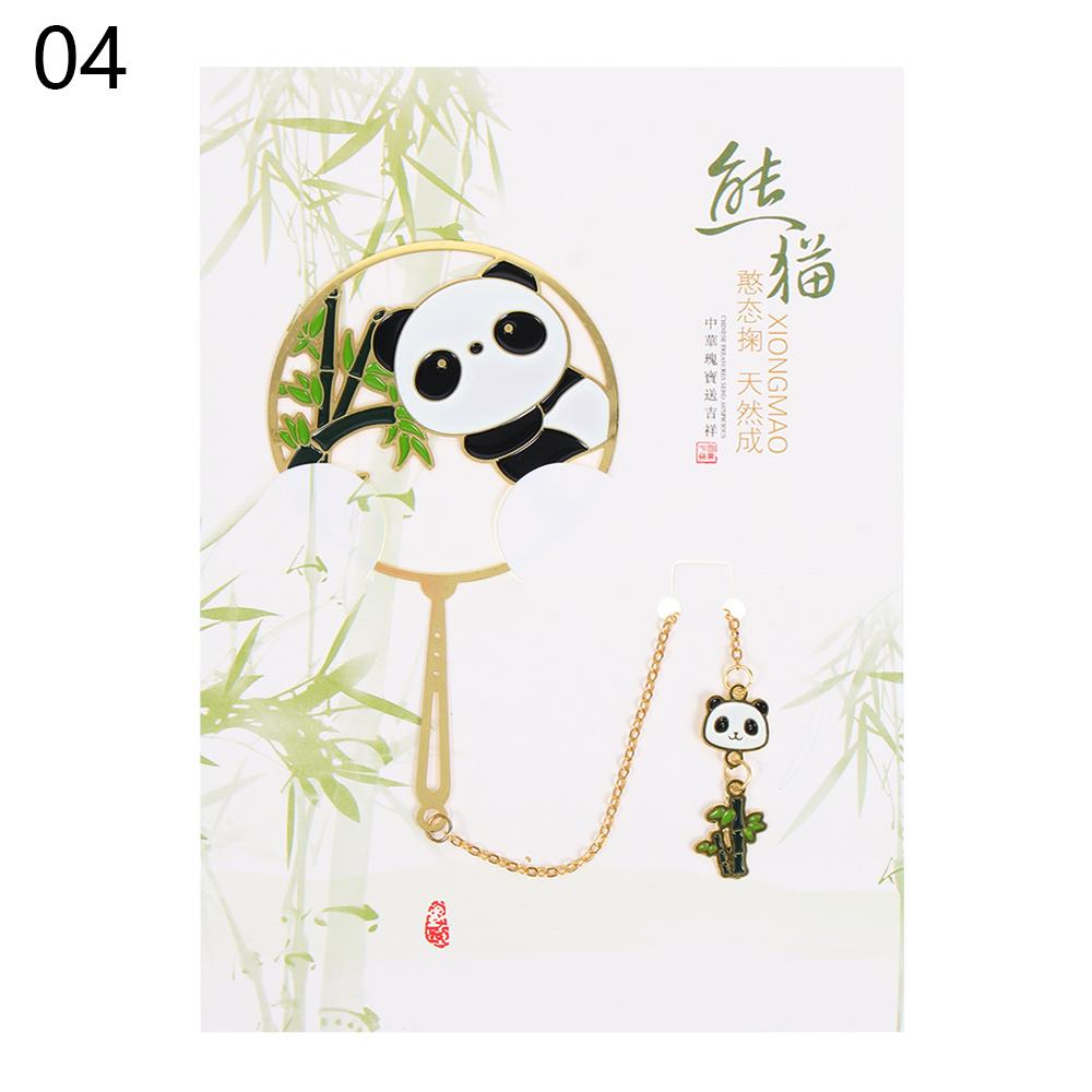 Chinesischer Stil Metall Retro Panda Lesezeichen Metall Anhänger Hohl Buchclip Quaste Seitenmarkierung Schreibwaren Geschenk Schulbedarf