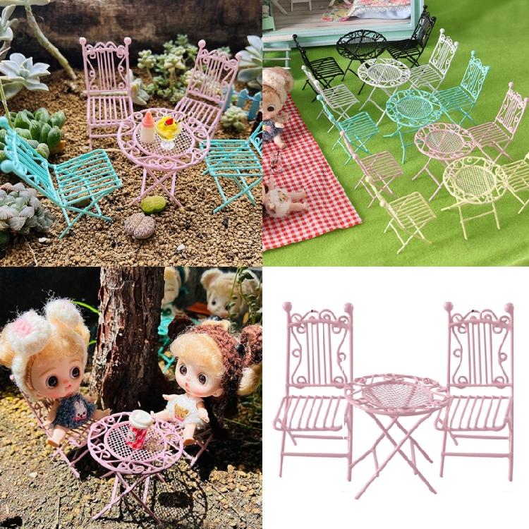 Miniature Dollhouses Furniture Iron Table And Chair Set Model Figurine For Crafting Garden Bistro Scene Displaying