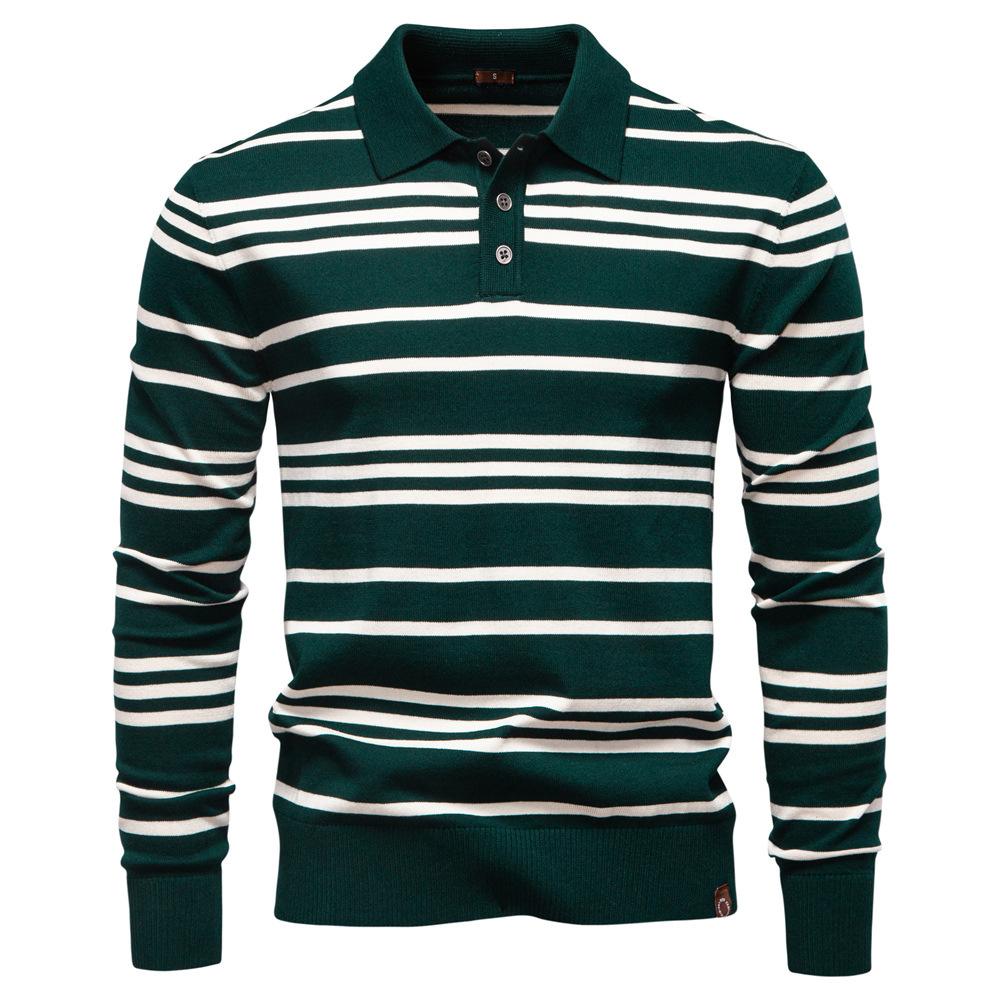 Men's Knitted Polo Shirts Long Sleeve Ribbed Textured Polo Shirt Collared Casual Golf Shirts for Men Polo Sweater Button Down Golf Pullover Sweaters