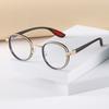 Dual Circle Retro Round Frame Reading Glasses Anti Blue Light Simple Elegant Eyewear for Middle-Aged Elderly