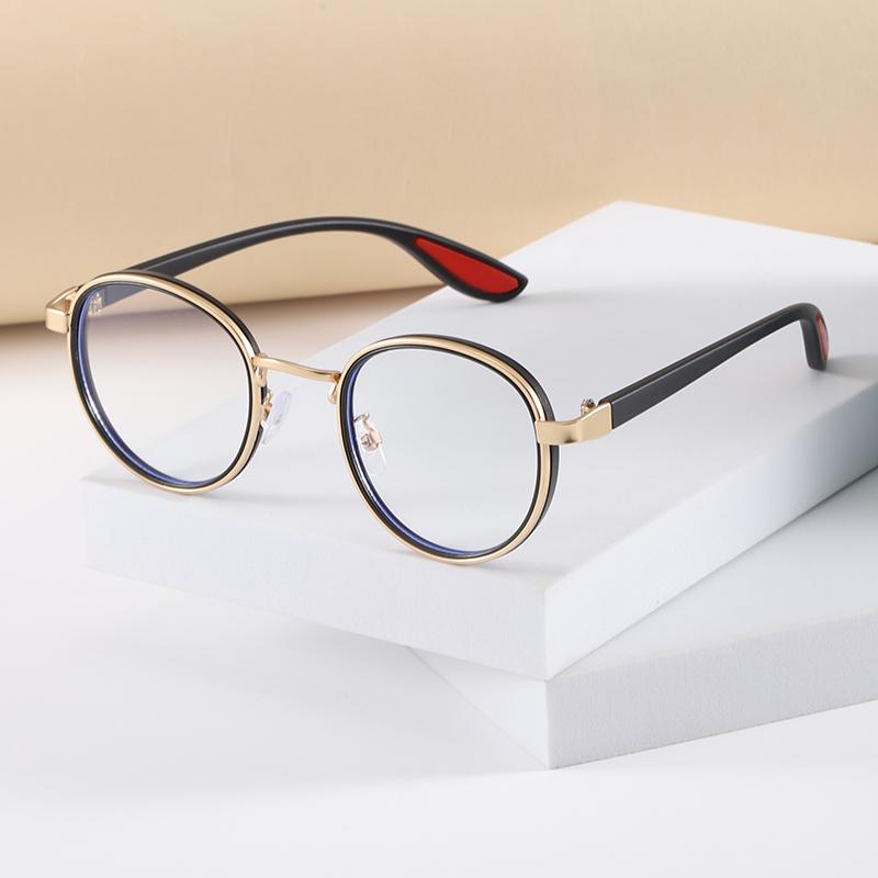 Dual Circle Retro Round Frame Reading Glasses Anti Blue Light Simple Elegant Eyewear for Middle-Aged Elderly