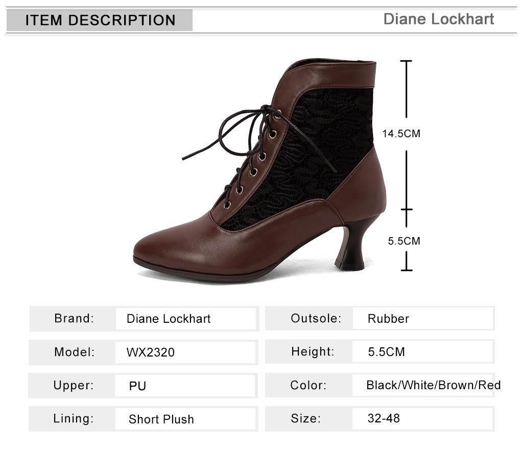 Fashion Women Victorian Pointed Toe Ankle Boots Leather Lace Hollow Out Punk Lace Up Strange Steampunk High Heel Shoes Plus Size 32-46