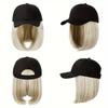 Perruque Casquette Intégrée Bec de Canard 2 en 1, Chapeau de Baseball à Cheveux Synthétiques Bob Court Pour Femmes Protection Solaire Quotidienne