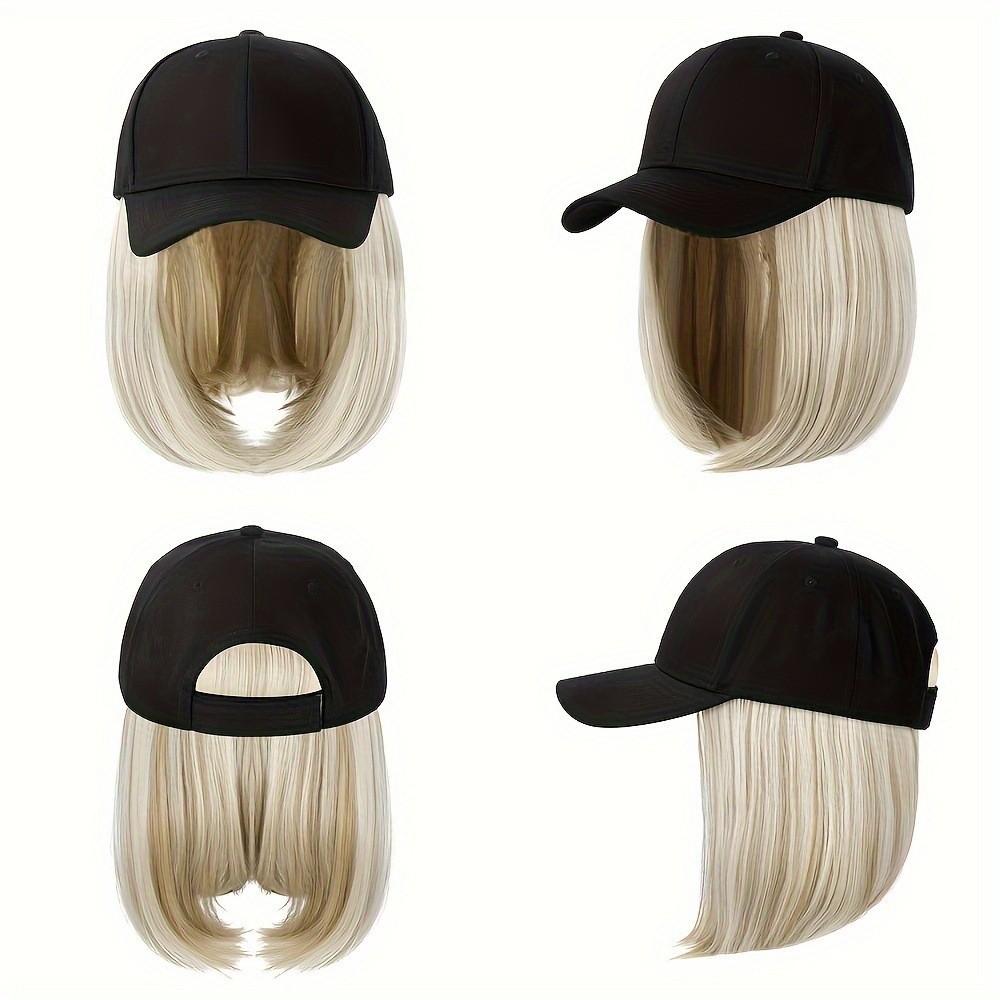 Perruque Casquette Intégrée Bec de Canard 2 en 1, Chapeau de Baseball à Cheveux Synthétiques Bob Court Pour Femmes Protection Solaire Quotidienne