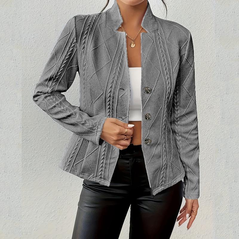 

2025 Autumn/Winter Button Pattern Short Suit Jacket M світло-сірий колір