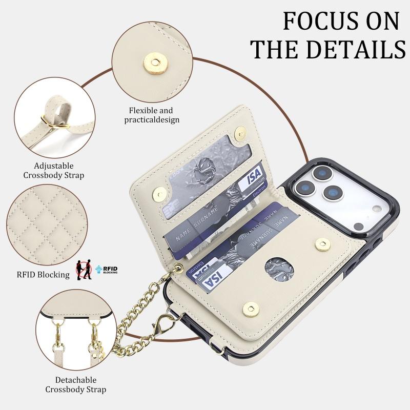 For iPhone 18 Pro Max 17 Air 17E 16E 16 Plus 15 14 13 12 11 Magnetic Leather Wallet Card Phone Case Crossbody Lanyard Flip Cover