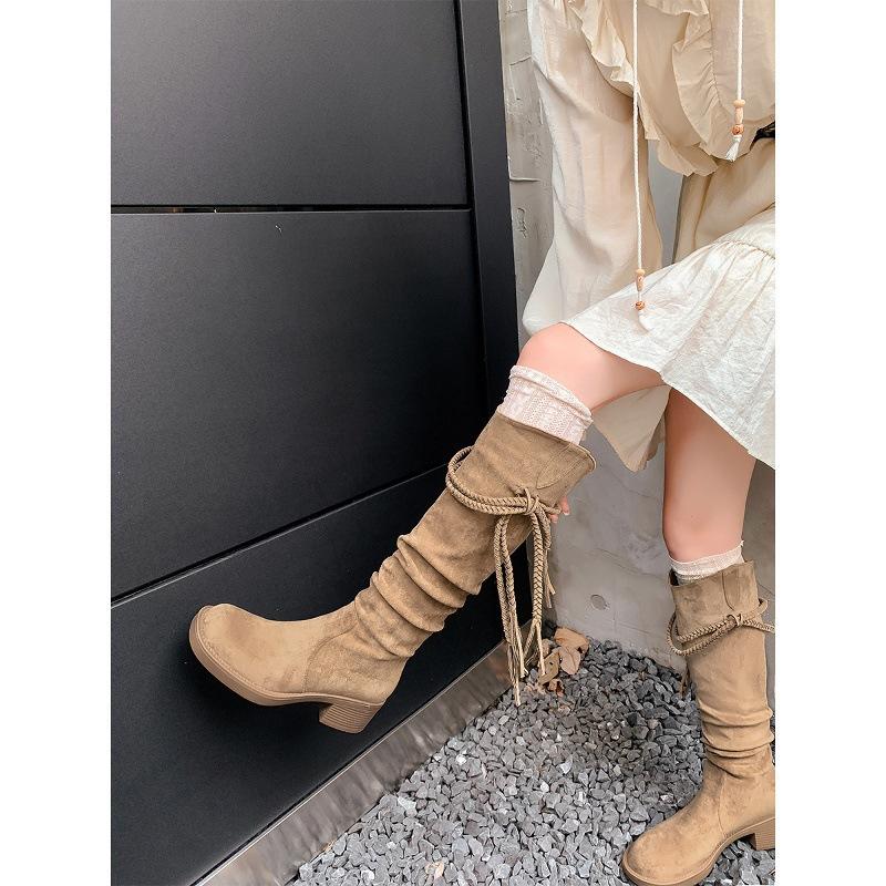 Maillard Long Boots But Knee Boots Children's Derelict Merry Sioux Knight Boots Thick Heel Skinny High Boots