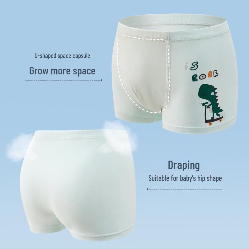 Dinosaur Boys' Pure Cotton Boxer Briefs - Children's Underwear for All Ages