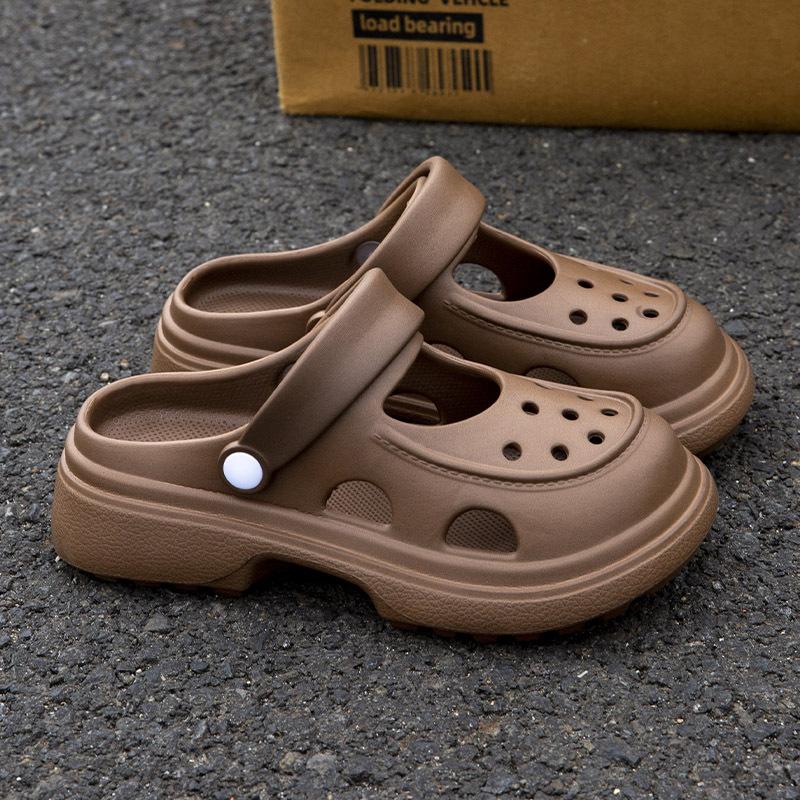 

Крутые тапочки женские туфли с отверстиями летние нескользящие для ванной дома для домашнего использования в помещении 40-41 (recommended 39-40) глубокая кофе