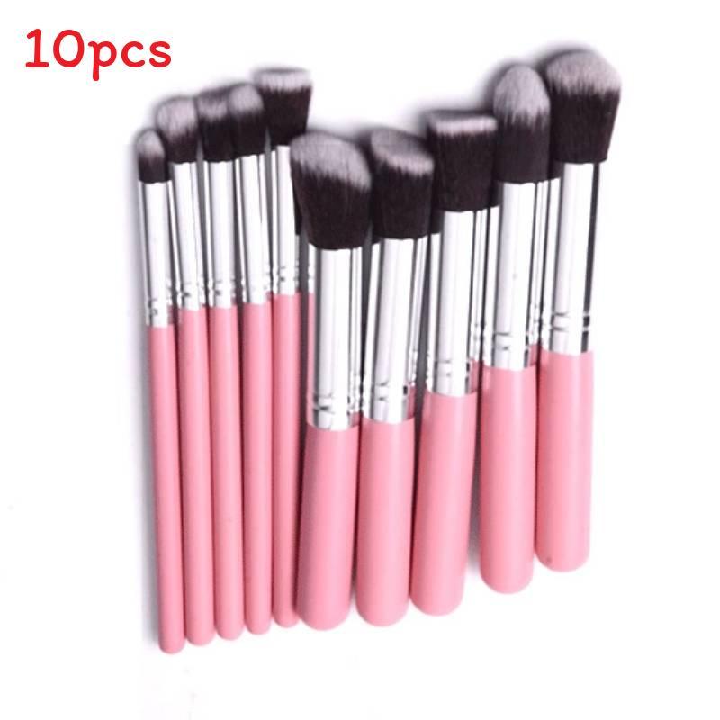 Makeup Brush Set With Artificial Fiber Bristles And Wooden Handles For Professional Artists