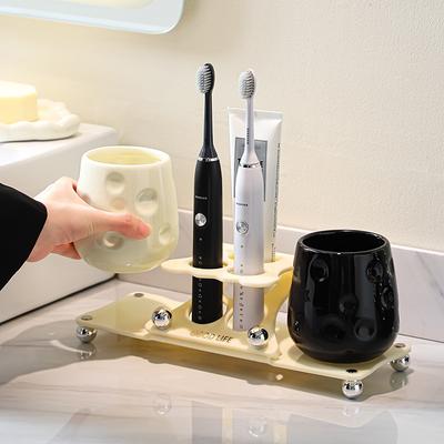 Toothbrush Storage Rack Moisture-proof Electric Toothbrush Tooth Cup Holder Washstand Teeth Mouthwash Cup Set Bathroom Storage