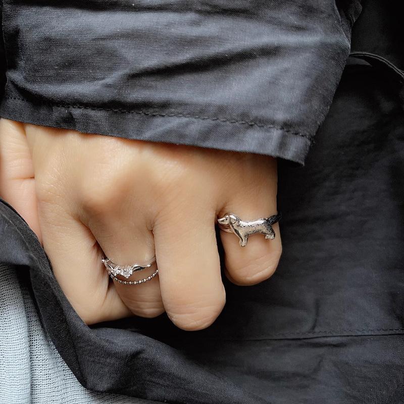 Modern Geometric Lucky Dog Ring For Women In Adjustable Copper For Stylish Wear Summer