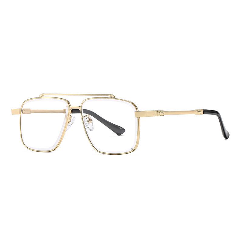 Mens Classic Square Metal Sunglasses With Gray Lenses For Outdoor Activities And Parties