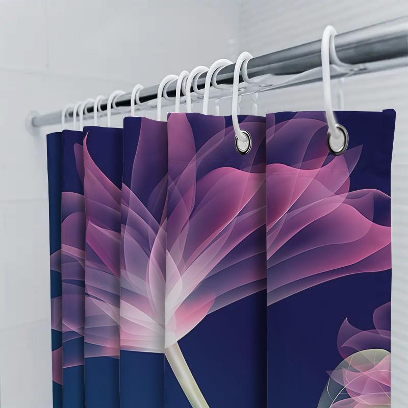 Stylish and Elegant Shower Curtain with Vibrant Pink and Purple Flower Design  Waterproof and Durable Bathroom Decor for  Home