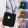 Corduroy Shoulder Bag for Women Cotton Cloth Versatile Handbag Solid Eco Shopping Bag Ladies Reusable Totes Bags
