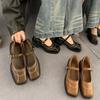 Square head thick heel Mary Jane single shoes women's shoes 2025 spring new versatile college style small leather shoes women