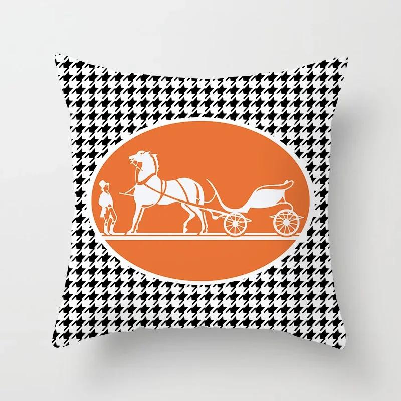 Nordic Orange Pattern Sofa and Bedside Pillow Cover Modern Simple Casual Waist Head Pillow Cushion Cover Pillows Decor Home 45cm