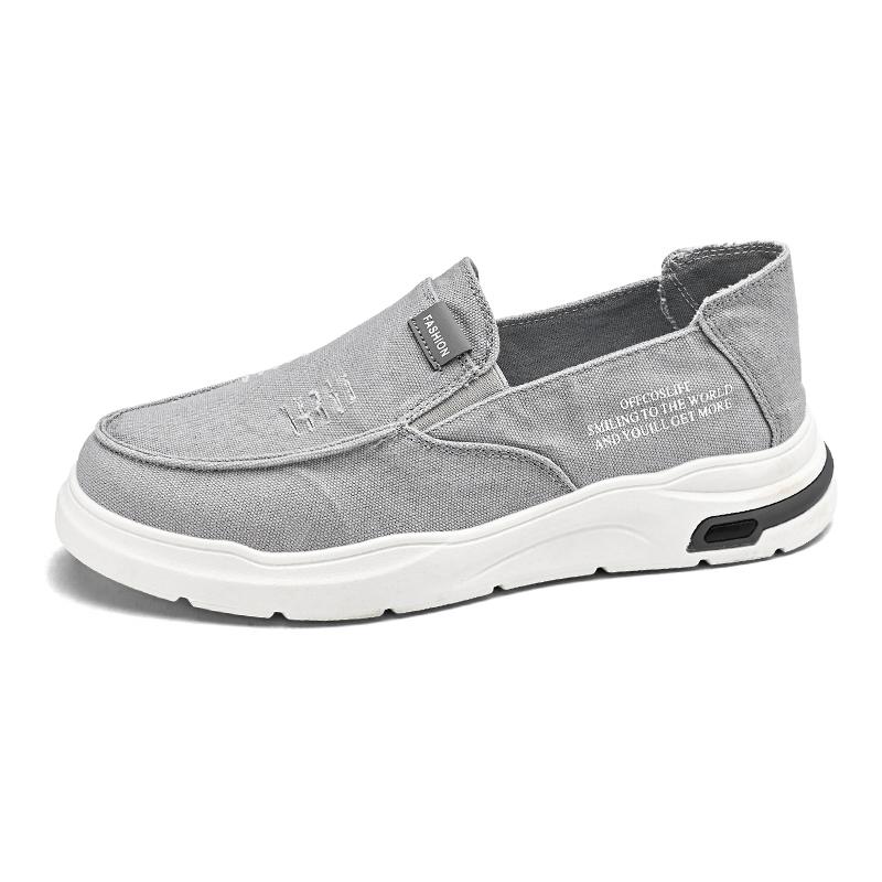 

Модная мужская парусиновая обувь без шнуровки, дышащая легкая удобная мужская обувь, летняя мужская повседневная обувь, туфли на плоской подошве для ленивых 40 серый