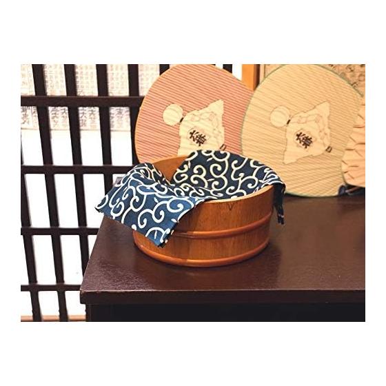 Sen no Anbo Tenugui "Karakusa Navy" Hand-dyed 100% Cotton Tokka, Made in Japan, 35cm x 100cm, Continuous Vine Pattern, Auspicious Pattern Spreading