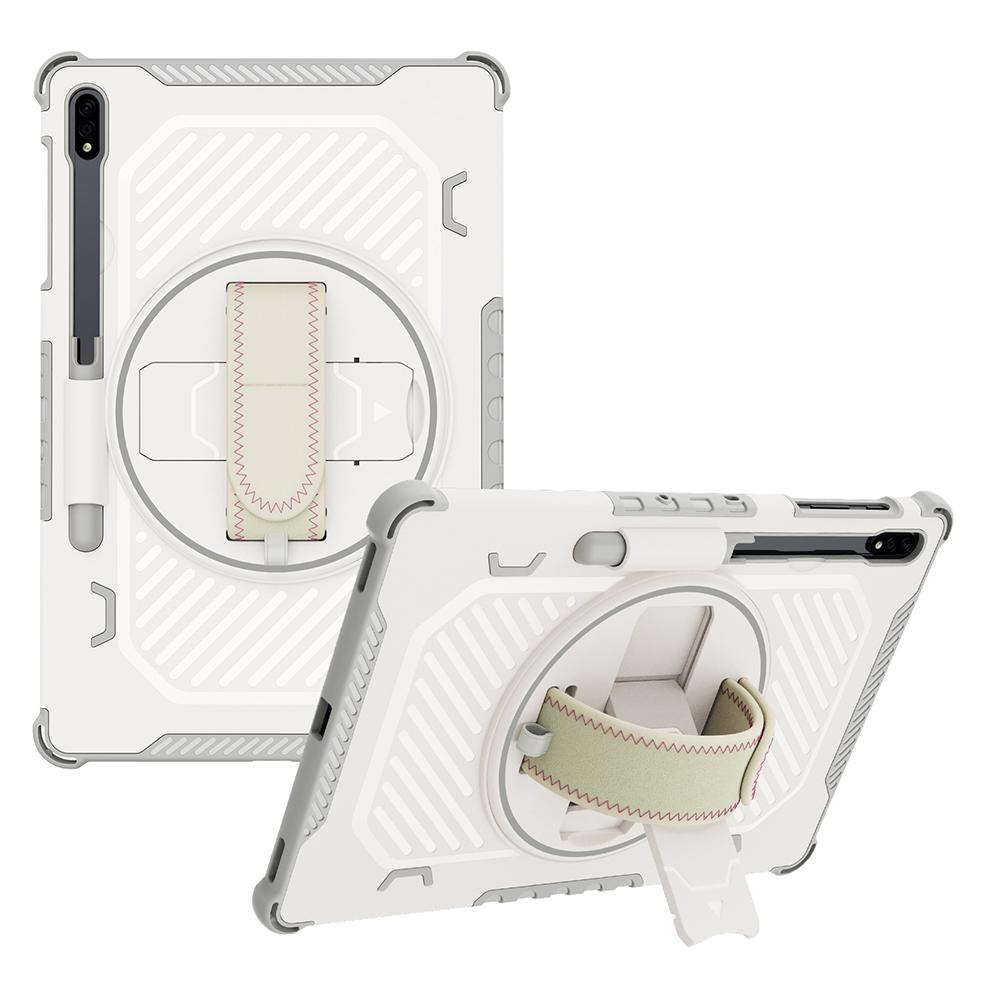 Kickstand Case for Samsung Galaxy Tab S9+/S8+/S7+/S7 FE PC+TPU Shockproof Tablet Cover with Hand Strap