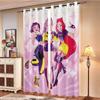 2Pcs K-Pop Demon Hunters Print Perforated Blackout Curtains Multiple Size Living Room Insulation Decoration, Machine Washable