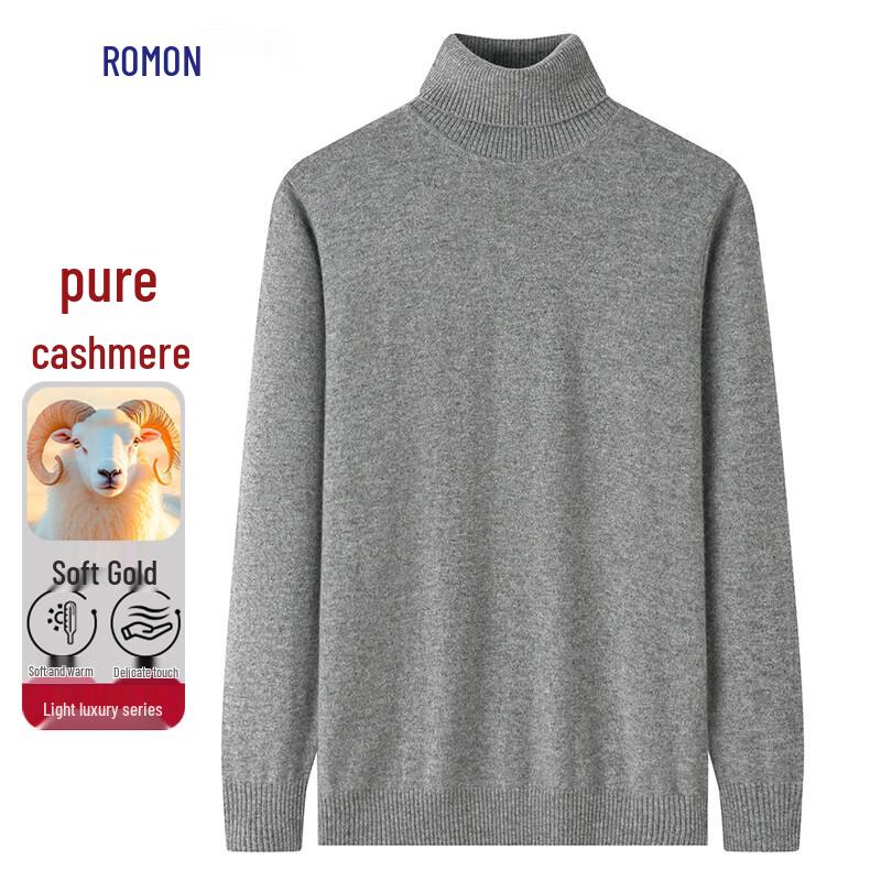 Romon Men's Lightweight Pure Cashmere High-Neck Sweater