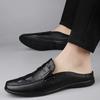 Genuine Leather Half Drag Lazy Loafers Comfy Casual Driving Flats Handmade Men Muller Shoes Travel Man Slip-on Shoes Moccasins