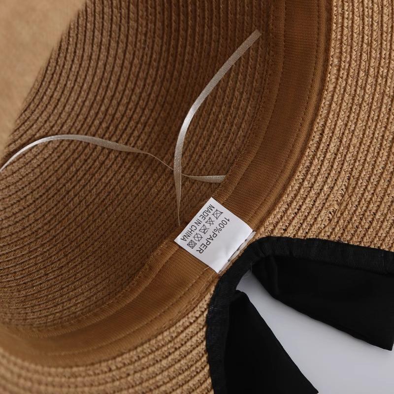 Straw Hat Women's New Bow Big Brim Sunshade Sunscreen Hat Summer Seaside Vacation Sun Hat